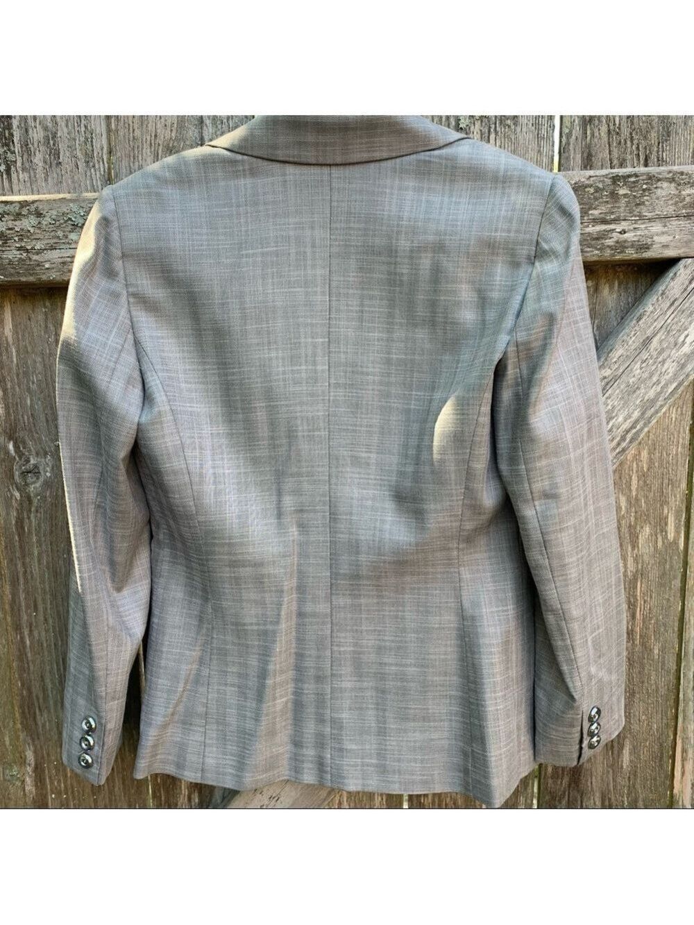 ANTONIO MELANI gray plaid blazer jacket lightweight spring summer neutral fall - Picture 2 of 11